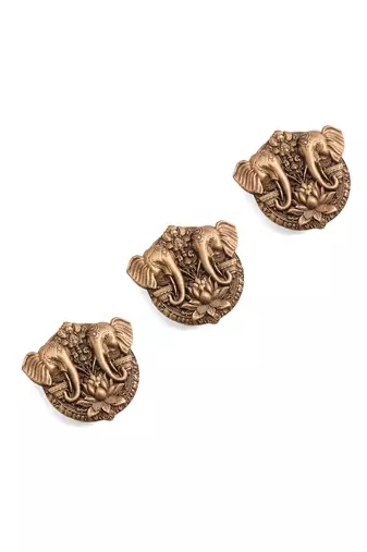 Oxidised antique gold plated elephant face button cover