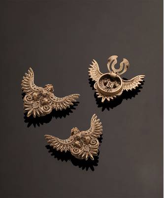 Oxidised antique gold plated eagle motif button cover 3