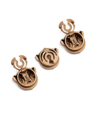 Oxidised antique gold plated elephant face button cover 2