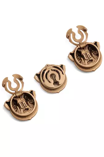 Oxidised antique gold plated elephant face button cover