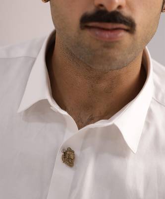 Oxidised antique gold plated shiva motif button cover 4