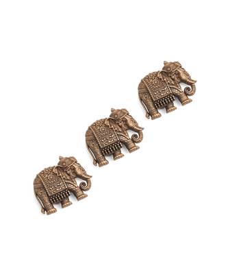 Oxidised antique gold plated elephant motif button cover 1