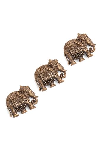 Oxidised antique gold plated elephant motif button cover