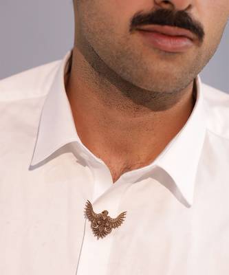 Oxidised antique gold plated eagle motif button cover 4