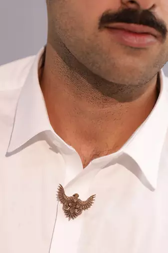 Oxidised antique gold plated eagle motif button cover