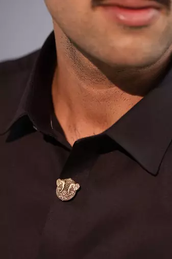 Oxidised antique gold plated elephant face button cover