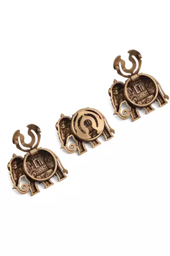 Oxidised antique gold plated elephant motif button cover