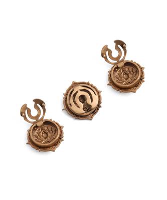 Oxidised antique gold plated lotus motif button cover 2