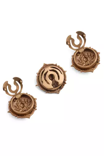 Oxidised antique gold plated lotus motif button cover