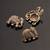 Oxidised antique gold plated elephant motif button cover