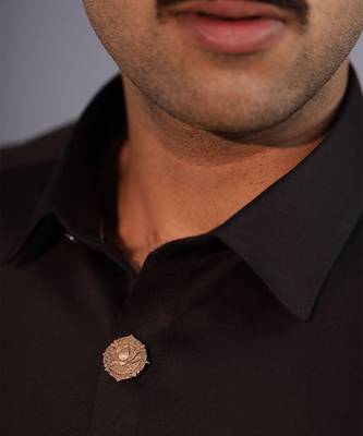 Oxidised antique gold plated lotus motif button cover 4