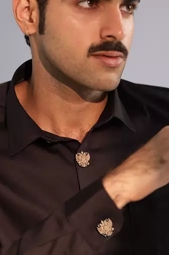 Oxidised antique gold plated button cover