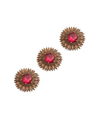 Oxidised antique gold plated ruby pink button cover 1