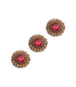 Oxidised antique gold plated ruby pink button cover