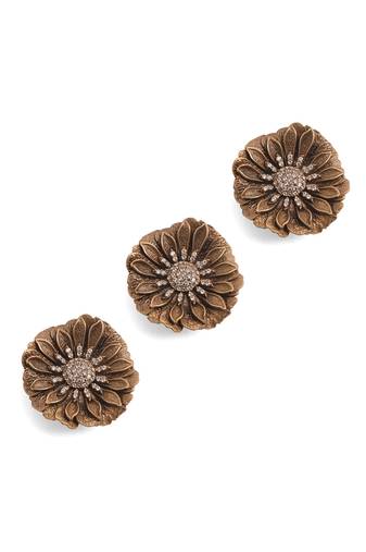 Oxidised antique gold plated floral button cover