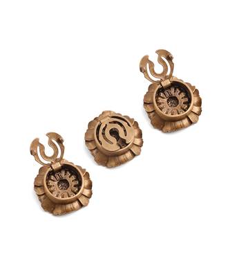 Oxidised antique gold plated floral button cover 2