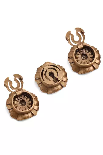Oxidised antique gold plated floral button cover