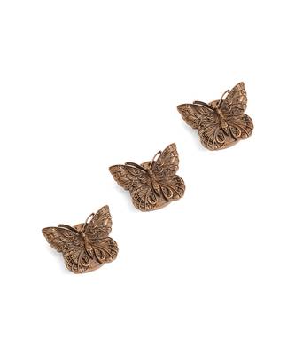 Oxidised antique gold plated butterfly motif button cover 1