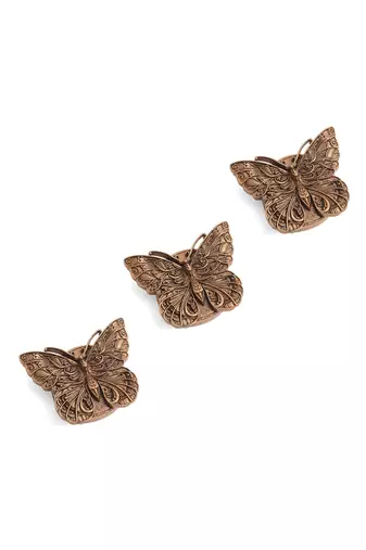 Oxidised antique gold plated butterfly motif button cover