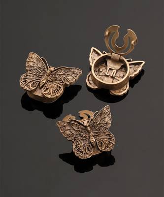 Oxidised antique gold plated butterfly motif button cover 3