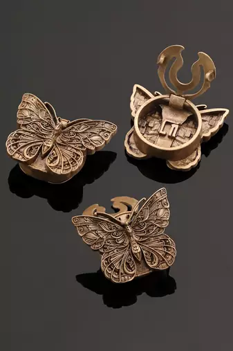 Oxidised antique gold plated butterfly motif button cover