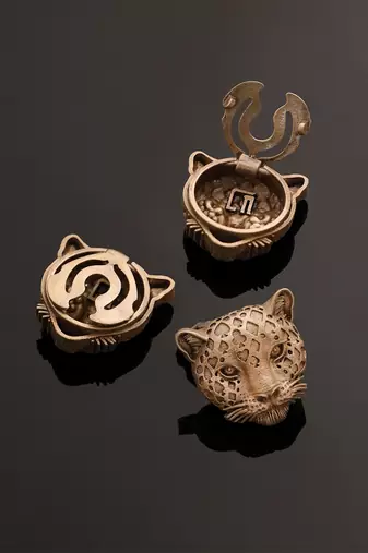 Oxidised antique gold plated animal motif button cover