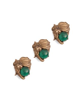 Oxidised antique gold plated green button cover 2