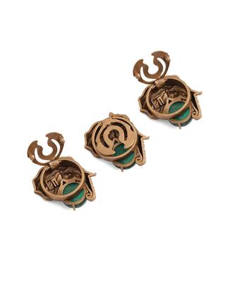 Oxidised antique gold plated green button cover 3