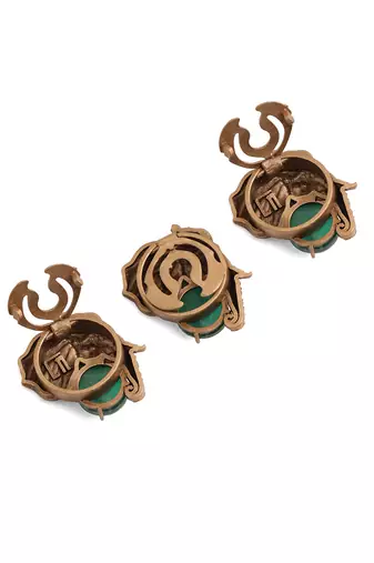 Oxidised antique gold plated green button cover