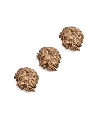 Oxidised antique gold plated lion face button cover 2