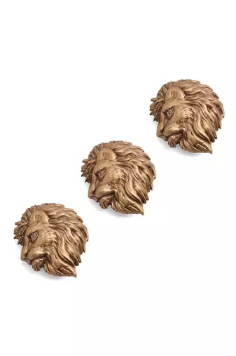 Oxidised antique gold plated lion face button cover