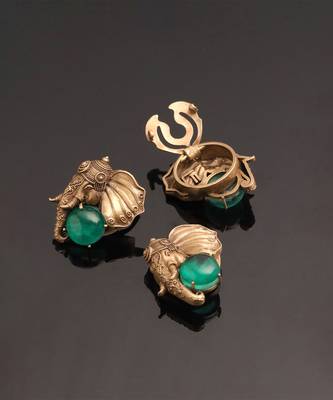 Oxidised antique gold plated green button cover 4
