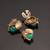 Oxidised antique gold plated green button cover