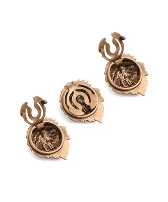 Oxidised antique gold plated lion face button cover 3