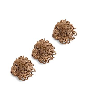 Oxidised antique gold plated lion face button cover 2