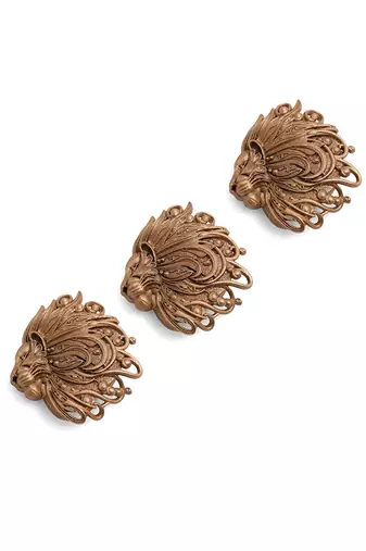 Oxidised antique gold plated lion face button cover