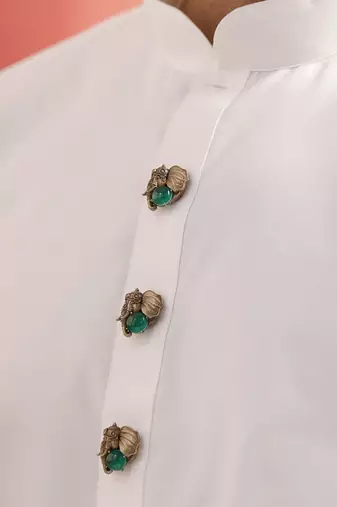 Oxidised antique gold plated green button cover