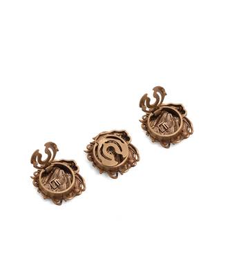 Oxidised antique gold plated lion face button cover 3