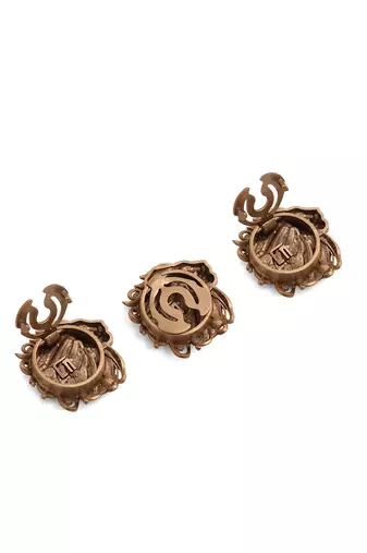 Oxidised antique gold plated lion face button cover