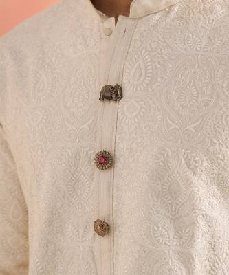 Oxidised antique gold plated elephant motif button cover 1