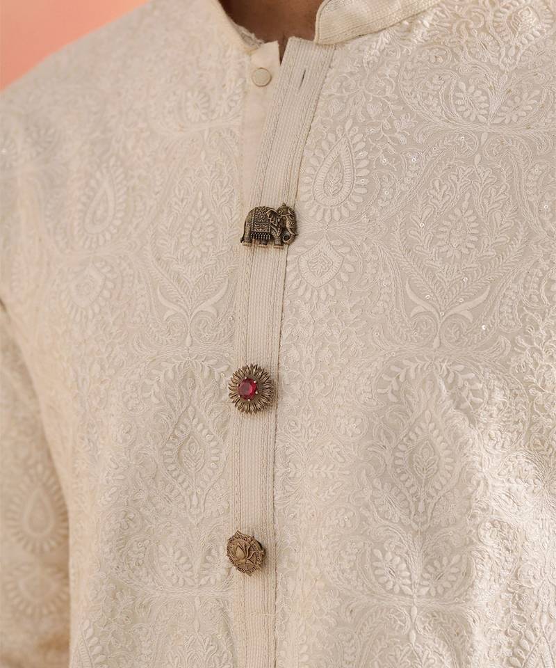 Oxidised antique gold plated elephant motif button cover