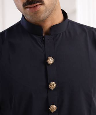Oxidised antique gold plated lion face button cover 5