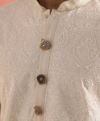 Oxidised antique gold plated floral button cover 1