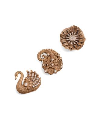 Oxidised antique gold plated floral button cover 2