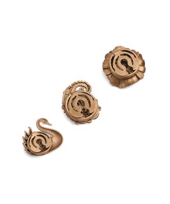 Oxidised antique gold plated floral button cover 3