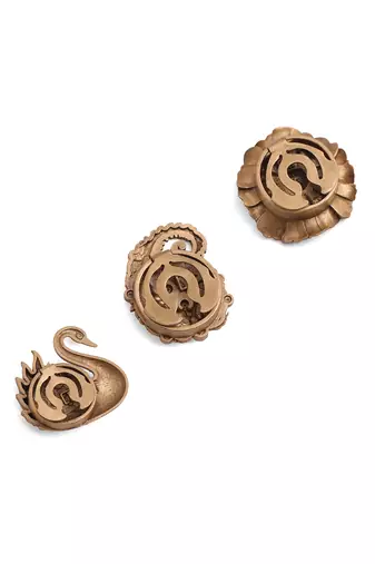 Oxidised antique gold plated floral button cover