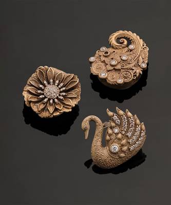 Oxidised antique gold plated floral button cover 4