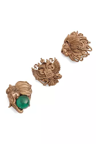 Oxidised antique gold plated green button cover