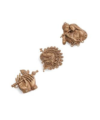 Oxidised antique gold plated radha krishna button cover 4