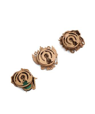 Oxidised antique gold plated green button cover 3